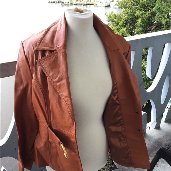 Jerry Lewis Classic Luxuries Leather Jacket with Bamboo Slip Ring Belt - NWT - Picture 12 of 16
